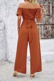 Off Shoulder One Piece Wide Leg Jumpsuit 