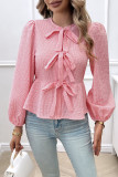 Bubble Sleeves Tie Knot Shirt 