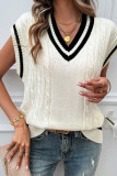 Cable Knit V Neck Vest Sweater 