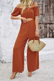 Off Shoulder One Piece Wide Leg Jumpsuit 