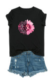 Sunflower Pink Breast Cancer Awareness Print Graphic Top