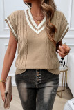 Cable Knit V Neck Vest Sweater 