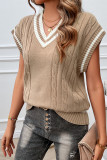 Cable Knit V Neck Vest Sweater 