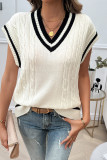 Cable Knit V Neck Vest Sweater 