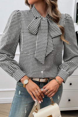 Plaid Button Up Tie Knot Shirt 