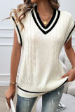 Cable Knit V Neck Vest Sweater 
