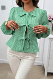 Bubble Sleeves Tie Knot Shirt 