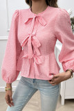 Bubble Sleeves Tie Knot Shirt 