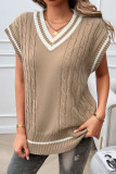 Cable Knit V Neck Vest Sweater 