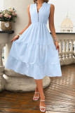 Blue Sleeveless Tiered Dress 