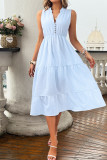 Blue Sleeveless Tiered Dress 