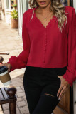 Red Lace Button Up Shirt 