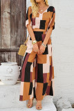 Colorblock Crop Top and Wide Leg Pants Set 