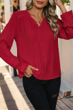 Red Lace Button Up Shirt 