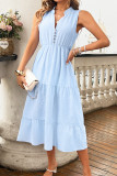 Blue Sleeveless Tiered Dress 