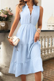 Blue Sleeveless Tiered Dress 