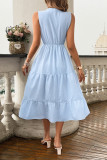 Blue Sleeveless Tiered Dress 