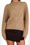 Khaki Jacquard Knitting Sweater 