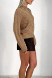 Khaki Jacquard Knitting Sweater 