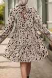 Khaki Printed Splicing MIni Dress 