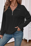 Zipper Turndown Collar Long Sleeves Sweatshirt 