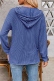 Solid Color Knitting Drawstring Hoodie 