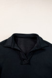 Black V Neck Collared Kangaroo Pocket Sweatshirt