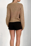 Khaki Jacquard Knitting Sweater 