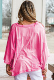 Bonbon Oversized Patched High Low Bracelet Sleeve Plus Size T Shirt