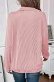 Zipper Turndown Collar Long Sleeves Sweatshirt 