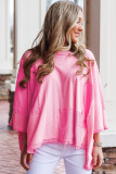 Bonbon Oversized Patched High Low Bracelet Sleeve Plus Size T Shirt