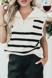 Zipper Collar Stripes Knitting Vest 