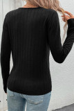 Black V Neck Ribbed Knitting Sweater 