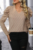 Khaki Textured Long SLeeves Top 