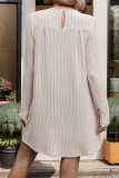 Khaki RIbbed Knitting Long Sleeves Dress 