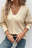 Eyelet Knitting Front Open Cardigan 