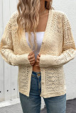 Eyelet Knitting Front Open Cardigan 