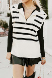 Zipper Collar Stripes Knitting Vest 