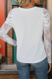 White V Neck Lace Sleeves Top 