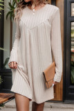 Khaki RIbbed Knitting Long Sleeves Dress 