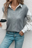 Grey Cable Knitted Sweater Vest 