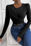 Black Twist Knot Long Sleeves Bodysuit 