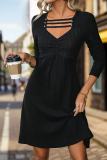 Black Ribbed Knitting Dress 