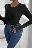 Black Twist Knot Long Sleeves Bodysuit 