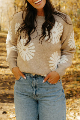 Daisy Print Knitting Sweater 