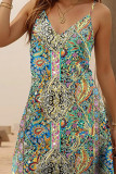 Paisley Print Spaghetti Mini Dress 