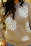 Daisy Print Knitting Sweater 