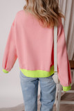 Pink GAME DAY Glitter Color Block Crew Neck Sweatshirt