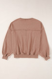 Chestnut Exposed Seam Batwing Sleeve Drop Shoulder Sweatshirt