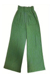 Green High Waist Pockets Smocked Pants 